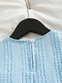 Genkimix Kids Abito in maglia senza maniche per ragazze, tessuto strutturato, color block, applicazione floreale, decorazione a tulipano, casual per uso quotidiano, novità primavera/estate - Blu - Visualizzare 5