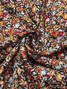 Breezaya 大码女式碎花圆领荷叶袖A字中长连衣裙，腰部褶裥设计，优雅休闲度假波西米亚浪漫连衣裙 - 彩色 - 查看 7