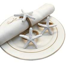 4-20 Pcs Hand-Woven Linen Rope White Resin Starfish Napkin Rings, Ideal For Outdoor, Themed And Holiday Table Decor - Multicolor - View 13