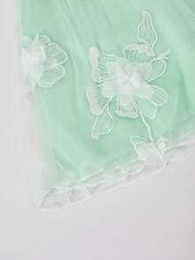 Souflis Souflis Summer Girls Sleeveless Halter 3D Floral Dress, Suitable For Party And Festivals - Green - View 6