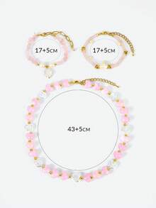 Opalesca Bộ dây chuyền và vòng tay mạ vàng 18K hình trái tim màu hồng đính ngọc trai, Trang phục, Phong cách cổ điển, Phụ kiện cưới/cô dâu, Phong cách thần tiên/cổ tích, Ngọc trai, Kim loại/Chất liệu, Mùa thu/Đông, Thanh lịch, Dành cho mẹ/phụ nữ/bé gái/người mẹ, Cao cấp, Cổ điển, Nhiều lớp, Pha lê, Vàng, Đính hạt, Ngày lễ tình nhân, Quà tặng - Hồng - Xem 7