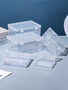 1个长方形透明塑料渔具收纳盒，珠宝配件工具整理盒，带翻盖，透明塑料盒，适用于电子元件、五金件、玩具零件，适合存放小物件、家居用品，收纳整理盒 - 無色 - 查看 13