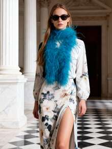 Cuộn ruy băng vải nhung giả lông đà điểu nhiều màu sắc, dài 78 inch, rộng 4 inch, có thể dùng làm khăn choàng cổ, trang trí tua rua. Chúng thích hợp để trang trí váy cưới trong các dự án DIY và để trang trí viền váy và đường viền ren trong trang trí nhà cửa. - Nhiều màu - Xem 6