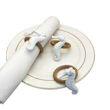 4-20 Pcs Hand-Woven Linen Rope White Resin Starfish Napkin Rings, Ideal For Outdoor, Themed And Holiday Table Decor - Multicolor - View 12