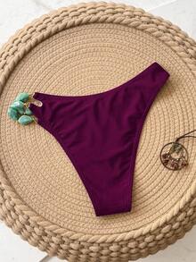 Swim Chiccia Fashionable Solid Color Shiny Fabric Bestselling Accessory Design Swimwear Bottom, Summer - Purple - View 7