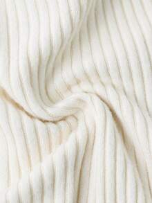 SHEIN Vintaside Kids 女婴简约黑色纯色修身圆领长袖上衣搭配喇叭裤套装，适合外出、约会、通勤、购物、休闲、运动、健身、派对等场合。 - 杏色 - 查看 6