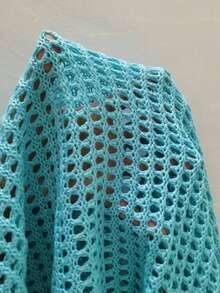 Swim SXY Handmade Crochet Knit Dress Women Bodycon Tunic - Mint Blue - View 4