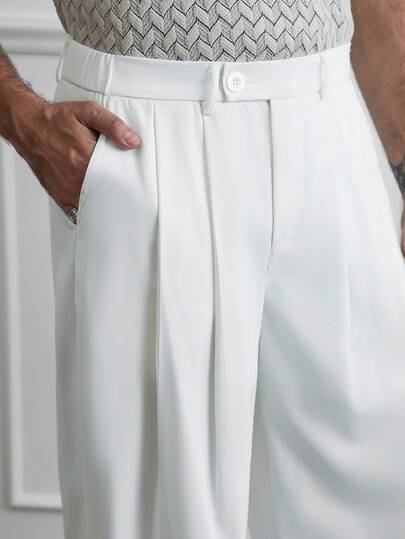 HUEFORM Men's Old Money High-Quality Anti-Wrinkle Vintage Distressed Relaxed Fit Tapered Leg Casual Pleated Baggy Harem Pants,Wrinkle-Resistant Fabrics Quickly Regain Their Smoothness After Wearing Or Washing, Reducing The Need For Manual Ironing. White Mens Pants