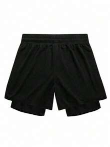 Manfinity Sport Corelite Bộ đồ thể thao nam gồm áo thun ngắn tay cổ tròn in họa tiết và quần short cạp chun có dây rút, áo tập gym, áo bó sát cho nam. - trắng - Xem 4