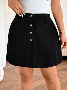 GlowEve CURVE Damen Große Größen Hoher Bund Knopfverschluss Taschen Lässig/Business Rock, Business Lässig Sommer - Schwarz - Übersicht 7