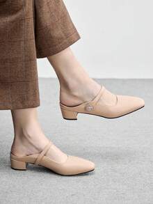 CUCCOO BIZCHIC Women's Fashion Versatile Commuter Chunky High Heel Sandals Valentine's Day - Apricot - View 2