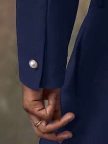 AKNOTIC 2 pièces Ensemble veste décontractée à manches longues et pantalon droit ample pour hommes - Bleu marine - Voir 9