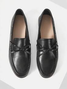 Mnmlis Retro Small Round Head Temperament One-Pedal Low-Heeled Small Leather Shoes Women's Platform Bow Commuter Loafers Valentine's Day