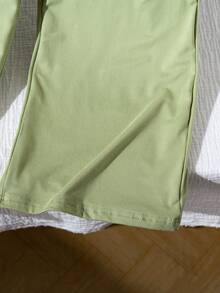 少女休闲日常柔软针织V领无袖波西米亚风连体裤 - 軍綠色 - 查看 6