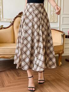 DAZY Women's Casual Patterned Skirt, Spring/Summer - Brown - View 1