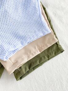 SHEIN Vintaside Kids 3pcs/Set Toddler/Baby Summer Casual Pocket Shorts - Multicolor - View 6