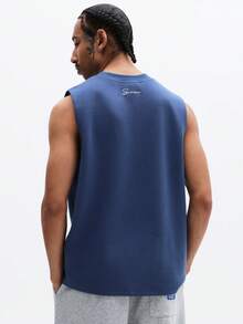 SUMWON Men's Essential Sleeveless Tank Top With Crew Neckline Regular Fit Casual Summer Wear Solid Basic Tee - Blue - View 2