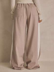 MUSERA Contrast Tie Elasticated Waist Wide Leg Trouser Tracksuit Pants Summer, Sporty, Casual, Day, Streetstyle, Streetwear - Multicolor - View 5