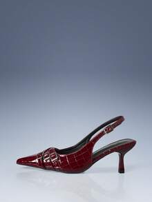 CUCCOO GRLICON Women's Pointed Toe Strappy White Backless High Heel Sandals Valentine's Day - Red - View 2