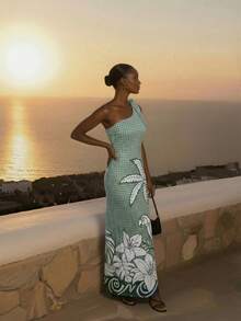 CAJUNI Paisagem Geometrica针织中长连衣裙 价格：22 - 綠色 - 查看 3