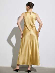 Aveloria Modichic Đầm chữ A không tay phong cách tối giản sang trọng, kiểu dáng bất đối xứng đơn giản thanh lịch, chất liệu vải hai mặt bóng mượt như satin, thiết kế tôn dáng, đa năng có thể mặc riêng hoặc phối lớp, phù hợp cho đi làm hàng ngày, cỡ lớn. - Vàng - Xem 2