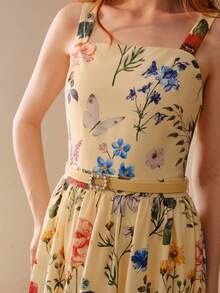 MOTF PREMIUM 女士优雅印花中长连衣裙 - 黃色 - 查看 4