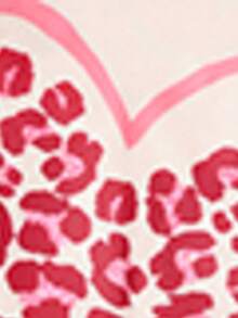 PETSIN 1件粉色豹纹爱心情人节印花宠物背心，米色运动风亲肤透气夏季宠物服装