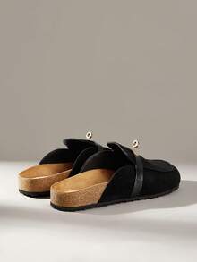 Solecia Damen Metall Dekor Lässig Slip-On Flache Schuhe für den täglichen Gebrauch - Schwarz - Übersicht 4