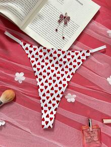 Nora Wilde Valentine's Day Plus Size Panties With Sweet Heart Print - Red and White - View 7