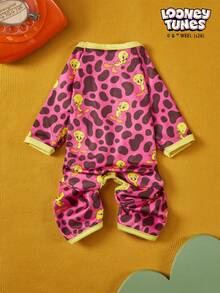 LOONEY TUNES X PETSIN 1 Bộ quần áo liền thân cho chó mèo dễ thương, in hình chim vàng, hoa hồng và báo đỏ, họa tiết hoạt hình đáng yêu, có độ co giãn và thoải mái. - Nhiều màu - Xem 6