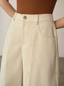 MOTF PREMIUM 女士纯色杏色斜纹优雅通勤裤 - 杏色 - 查看 5