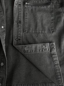 STEELVANCE Distressed Washed Black & Grey Denim Jacket - Blue - View 6