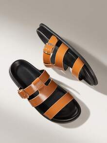 Solecia Sandali da spiaggia piatti e comodi di moda da donna in marrone - Castano - Visualizzare 1