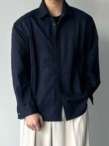 DAZY Spring Men's 2 In 1 Design Navy Blue Hem Plaid Fabric Shacket - Multicolor - View 8