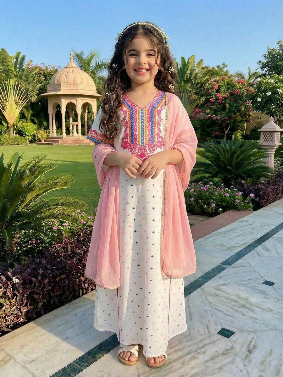 رمضان عباءة طويلة بطبعات زهرية عربية تقليدية، قصيرة الأكمام وذات رقبة على شكل حرف V، مناسبة للفتيات في الشرق الأوسط، ألوان زاهية مناسبة للربيع/الصيف، للاستخدام اليومي، المناسبات الرسمية، التسوق، السفر