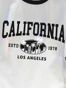 Manfinity Joysei Áo thun nam tay ngắn cổ tròn viền tương phản, dáng casual, cỡ tiêu chuẩn, thích hợp mặc mùa hè. - Đen và trắng - Xem 2