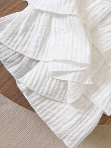 2pcs/Set Young Women's Fashionable & Versatile Cap Sleeve Top And Cake Skirt Set, Suitable For Summer - White - View 6