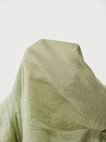 Aalyst Camisa casual de mujer para primavera/verano, cuello en V, cintura recogida, hombros caídos de manga corta, color verde claro, con bolsillos - verde menta - Ver 7