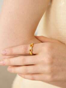 MOTF PREMIUM 18K GOLD PLATED DIAMOND RHOMBUS SINGLE RING - Orange - View 9