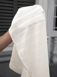 Manfinity CasualCool Áo sơ mi nam tay ngắn, màu trơn, cài một hàng khuy, kiểu dáng thường ngày, có túi. - Màu be - Xem 5