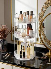 1pc 360 Degree Rotatable Multi-Functional Cosmetic Storage Rack, Large Capacity Bathroom Organizer Holder, Vanity Makeup Organizer, Transparent Tabletop Storage Box With Detachable & Reinforced Layers For Tall Bottles Bag, Bags, Makeup Bag, Vanity, Travel, Make Up Bag, Storage, Makeup Organizer, Toiletry Bag - Multicolor - View 5