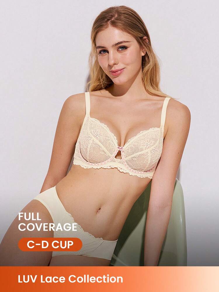 Full Coverage Unlined Lace Bra
