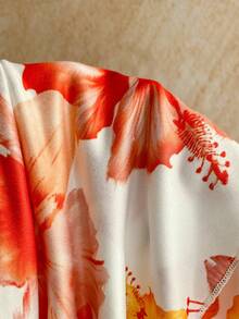 Soleia Orange Halter Top & Printed Mini Skirt 2 Pieces Set, Women's Holiday Outfit - Multicolor - View 7