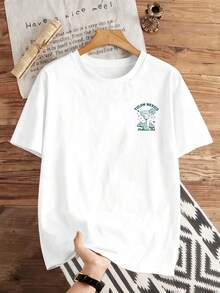 Manfinity Joysei Men's Casual Vacation Cocktail & Lemon Fruit Print T-Shirt - White - View 2