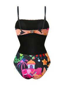Swim Oasis Women's Sexy One-Piece Printed Beach Vacation Swimsuit - Multicolor - View 5