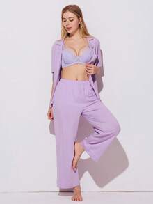 LUVLETTE Áo ngực Soft Woman Lingerie Lounge Curve Sheer Full Coverage Lift&Breathable Underwire Sexy Unlined Minimizer Lace Elegance & Mesh Purple Bra Bridal Intimates - Màu tím hoa cà - Xem 5