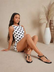 SHUZIA Women Comfy Vacation Metal Decor Ankle Strap Clear Jelly Flat Sandals - Black - View 1