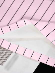 LOONEY TUNES X SHEIN Women's Casual Striped Cartoon Pattern Round Neck Short Sleeve T-Shirt, Summer - White - View 4