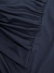 StreetHx Y2K 街头风休闲长袖纯色迷你连衣裙，约会之夜穿搭 - 藍色 - 查看 7