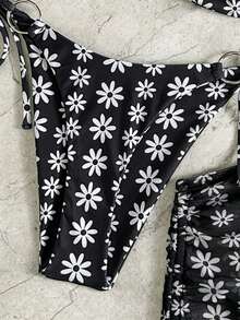 Swim Mod 女士雏菊印花简约甜美可爱26ss新款比基尼沙滩派对度假风三件套比基尼 - 彩色 - 查看 5